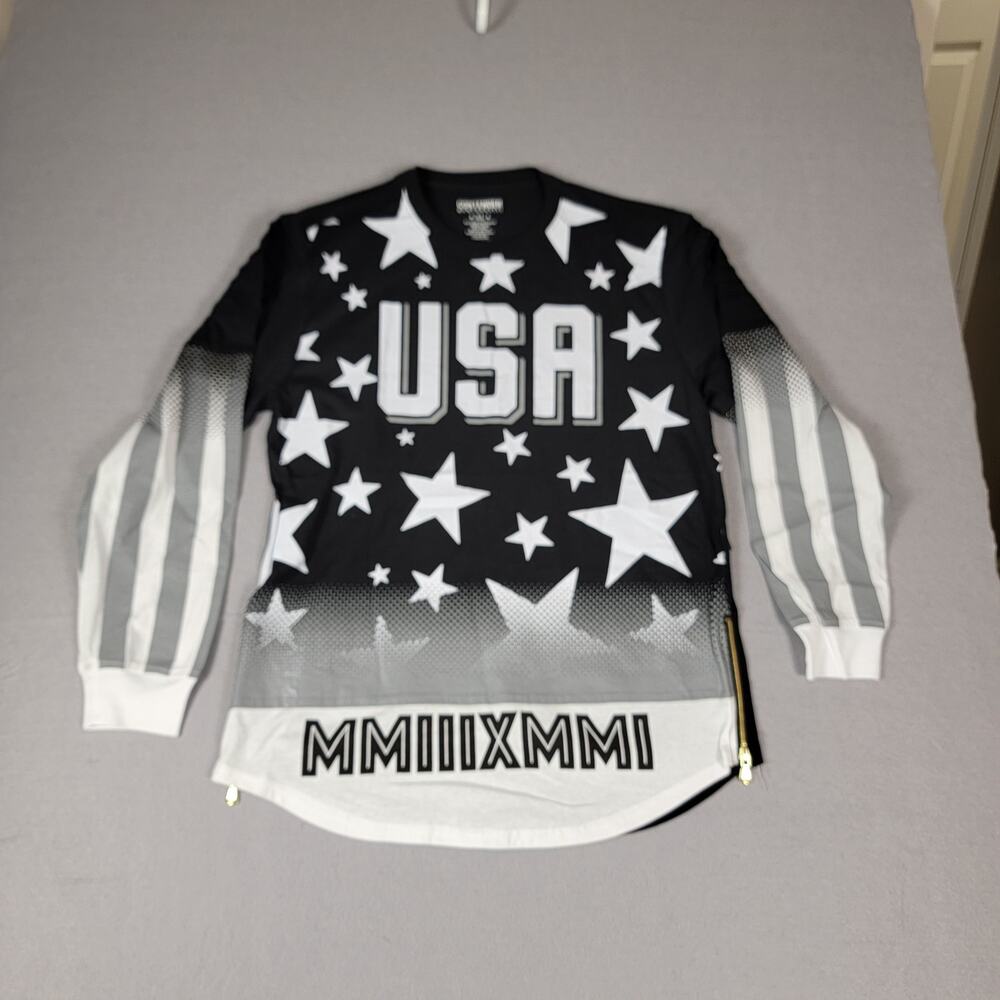 Contender USA Long Sleeve Shirt Monochrome Black Men's Sz XL